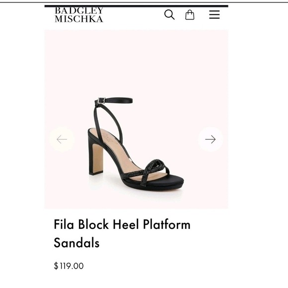 Badgley Mischka Black Rhinestone‎ Ankle Strap Block Heel Platform Sandals 6.5 - Picture 2 of 12